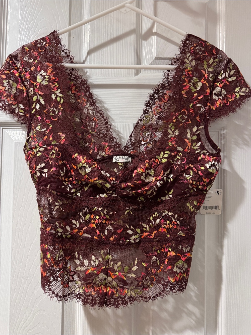Free People Plum Lace Floral Bralette